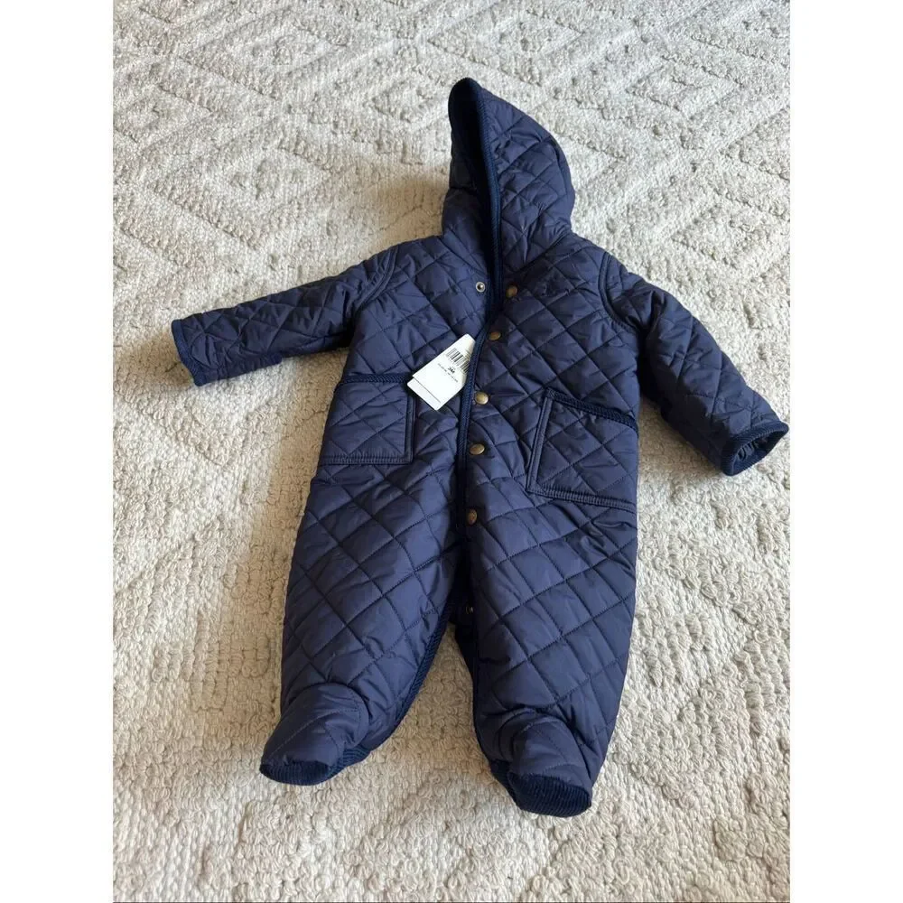Ralph Lauren Baby Quilted Navy Blue Hooded Bunting 3 Month